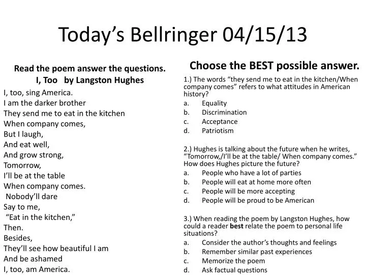 today s bellringer 04 15 13