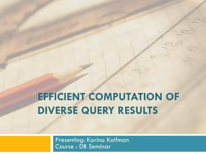 efficient computation of diverse query results