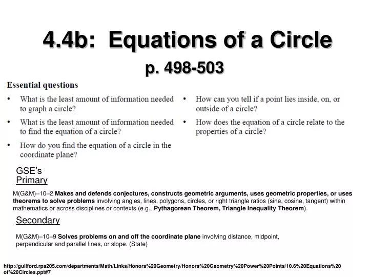 4 4b equations of a circle