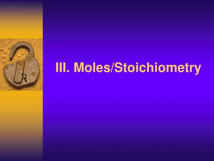 iii moles stoichiometry