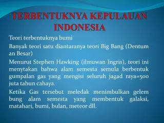 terbentuknya k epulauan indonesia