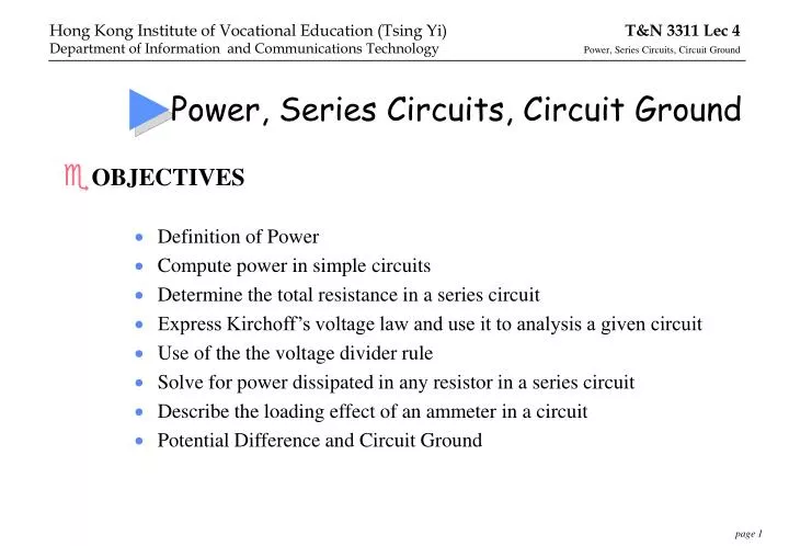 power series circuits circuit ground