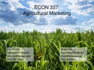 ECON 337: Agricultural Marketing