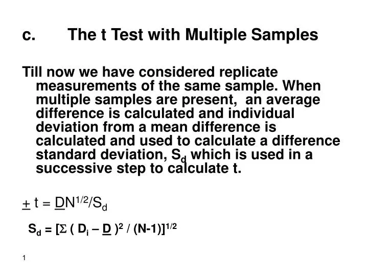c the t test with multiple samples