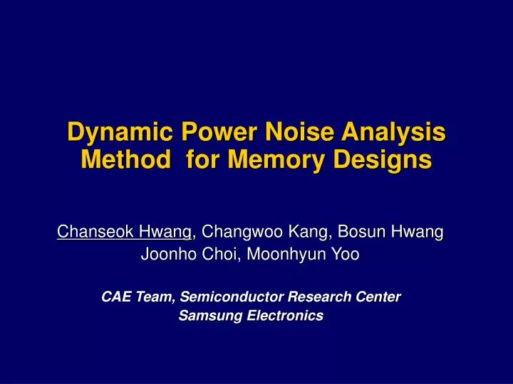 dynamic power noise analysis method for memory designs