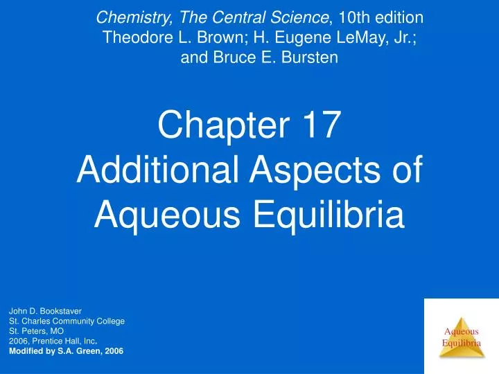 chapter 17 additional aspects of aqueous equilibria