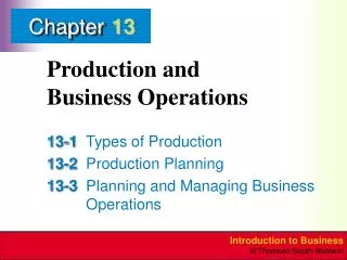 Production and Business Operations