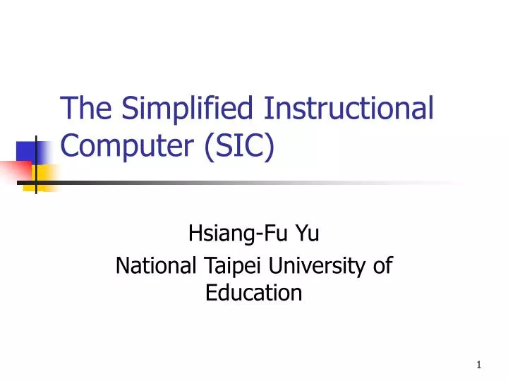 the simplified instructional computer sic