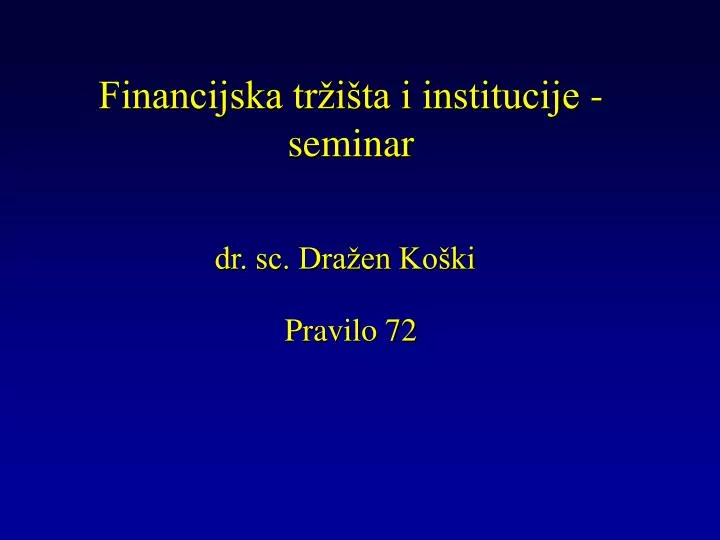 financijska tr i ta i institucije seminar