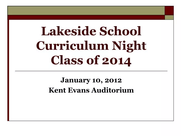 lakeside school curriculum night class of 2014