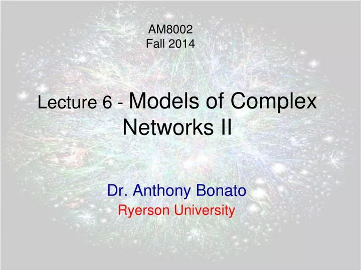lecture 6 models of complex networks ii