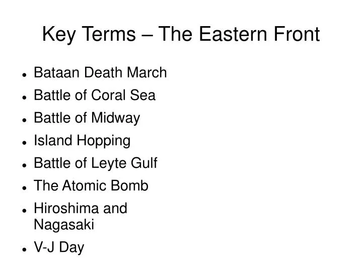 key terms the eastern front