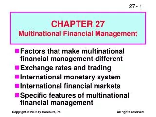 CHAPTER 27 Multinational Financial Management