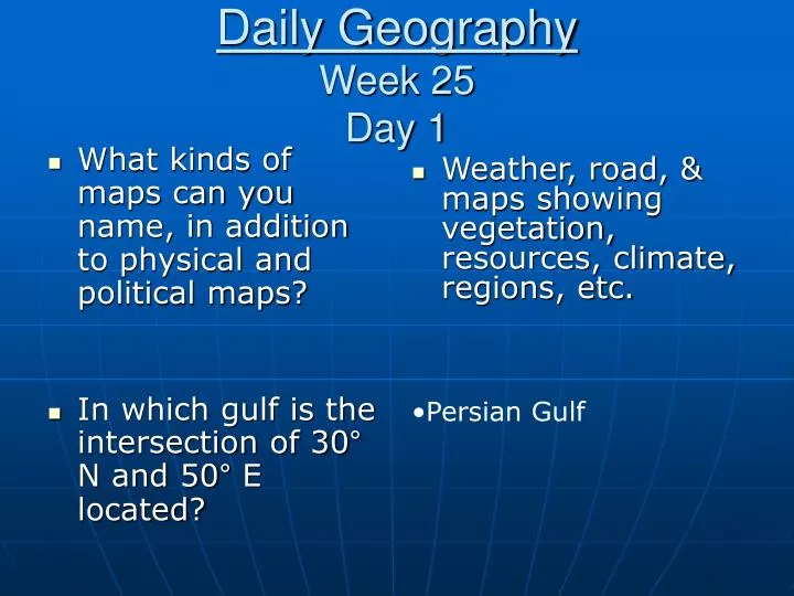 daily geography week 25 day 1