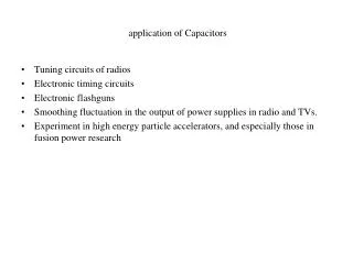 application of Capacitors