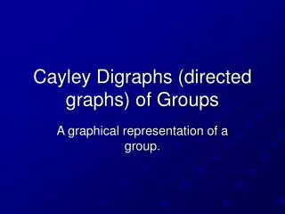 Cayley Digraphs (directed graphs) of Groups