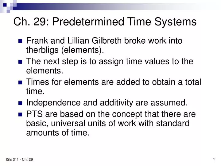 ch 29 predetermined time systems