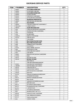 GSCR364Q SERVICE PARTS