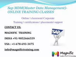 SAP MDM ONLINE TRAINING CLASSES