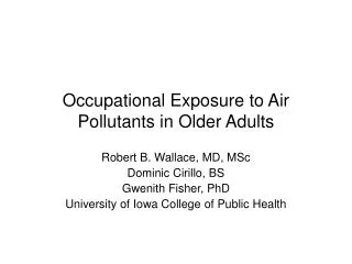 Occupational Exposure to Air Pollutants in Older Adults