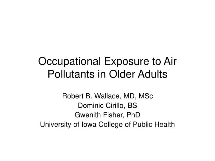 occupational exposure to air pollutants in older adults