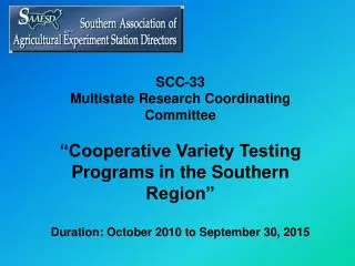 SCC-33 Multistate Research Coordinating Committee
