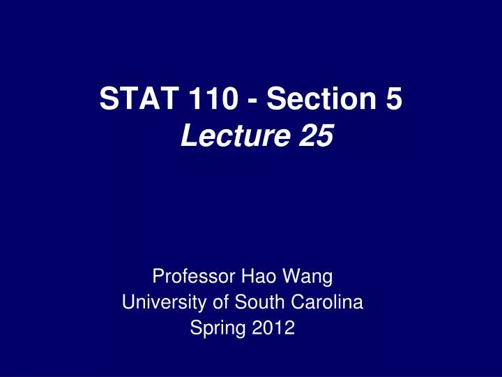 stat 110 section 5 lecture 25