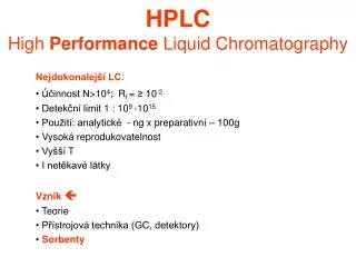 hplc high performance liquid chromatography