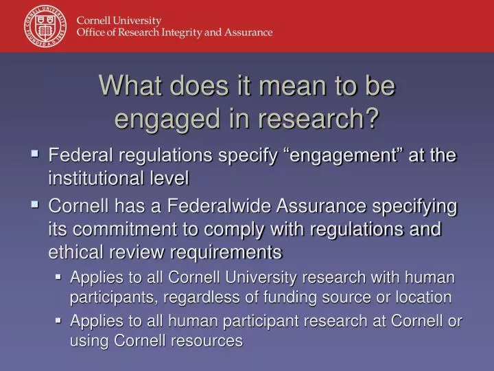 what does it mean to be engaged in research