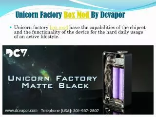 Unicorn Factory Box Mod By Dcvapor