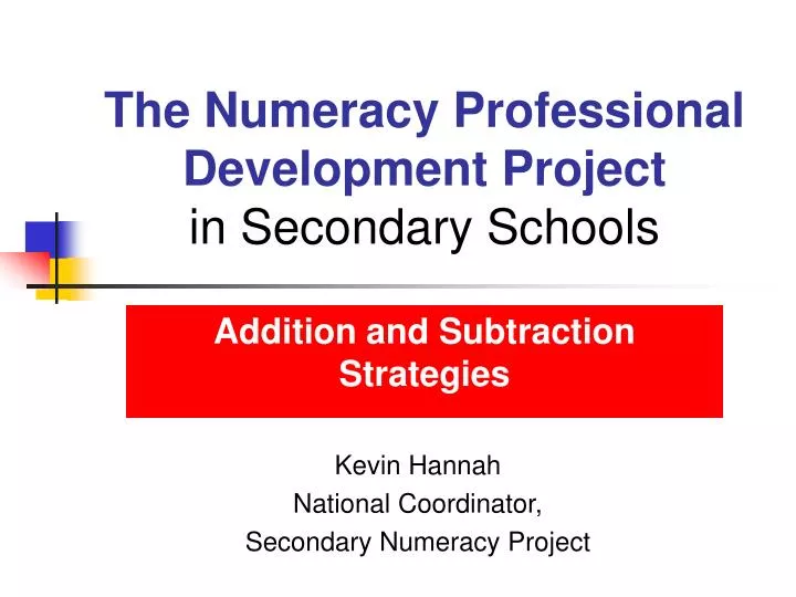 the numeracy professional development project in secondary schools