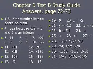 Chapter 6 Test B Study Guide Answers; page 72-73