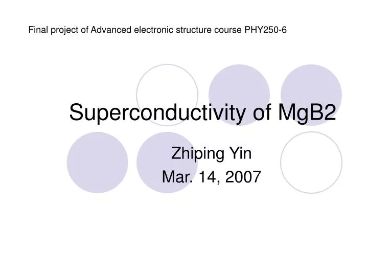 superconductivity of mgb2