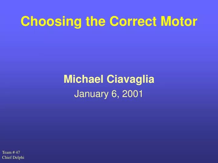 choosing the correct motor