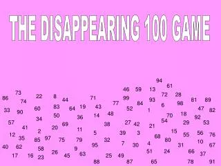 THE DISAPPEARING 100 GAME