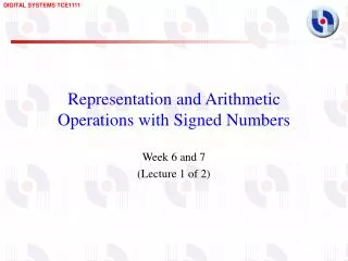Representation and Arithmetic Operations with Signed Numbers