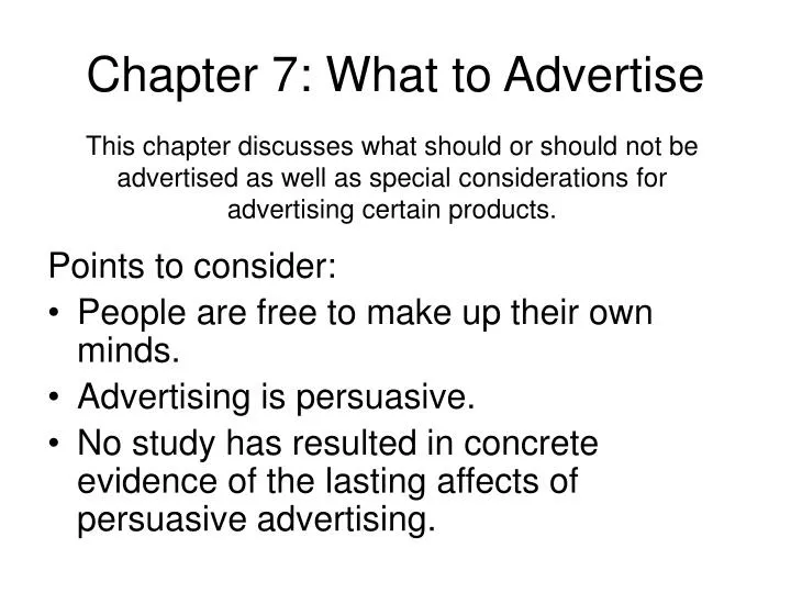 chapter 7 what to advertise