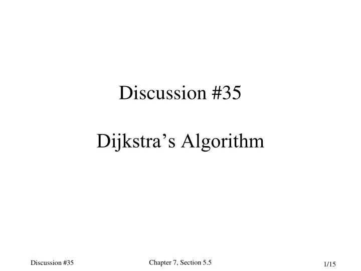 discussion 35 dijkstra s algorithm