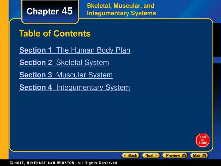 table of contents