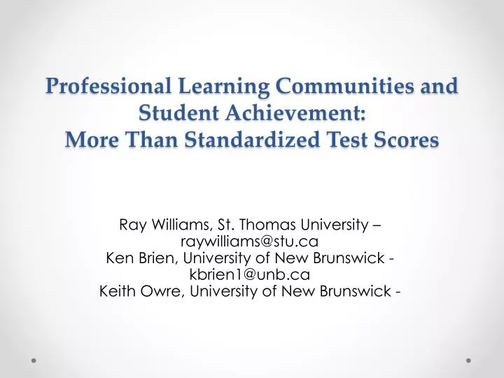 professional learning communities and student achievement more than standardized test scores
