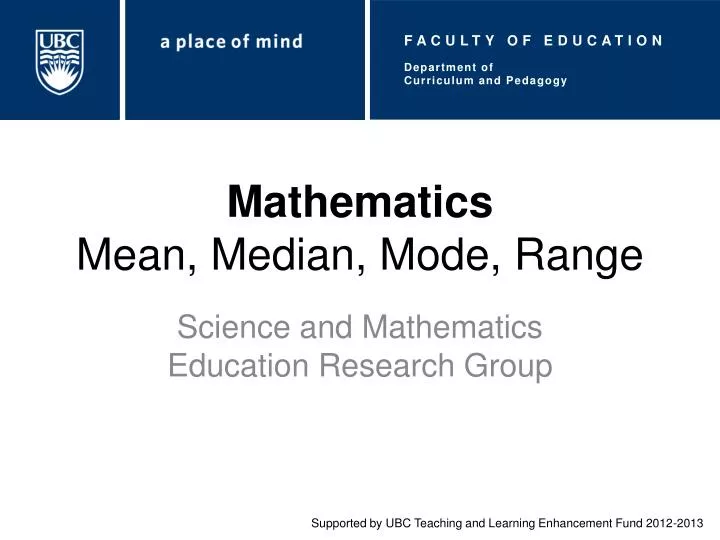 mathematics mean median mode range