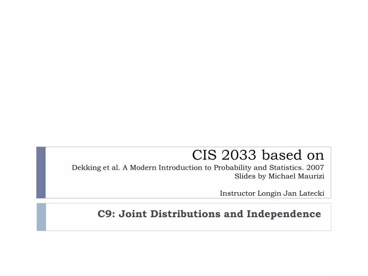 c9 joint distributions and independence
