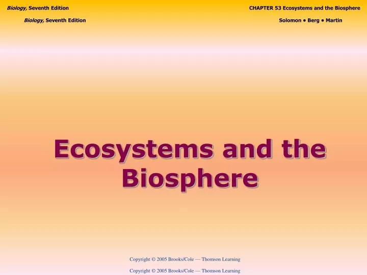 ecosystems and the biosphere