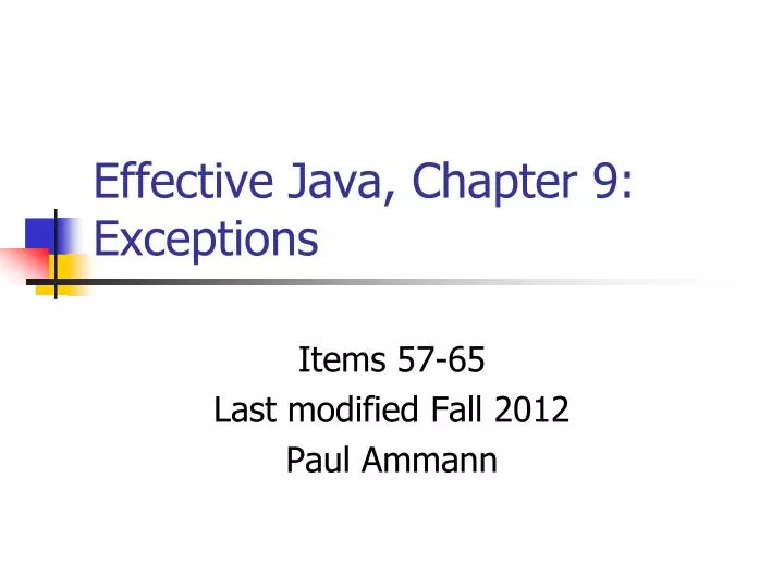 effective java chapter 9 exceptions