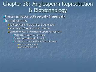 Chapter 38: Angiosperm Reproduction &amp; Biotechnology
