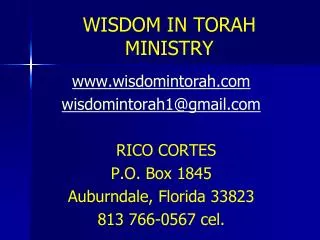 WISDOM IN TORAH MINISTRY