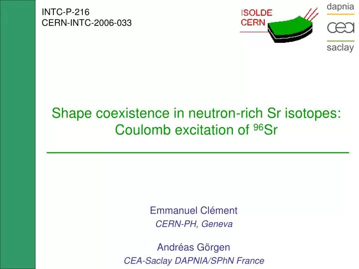 shape coexistence in neutron rich sr isotopes coulomb excitation of 96 sr