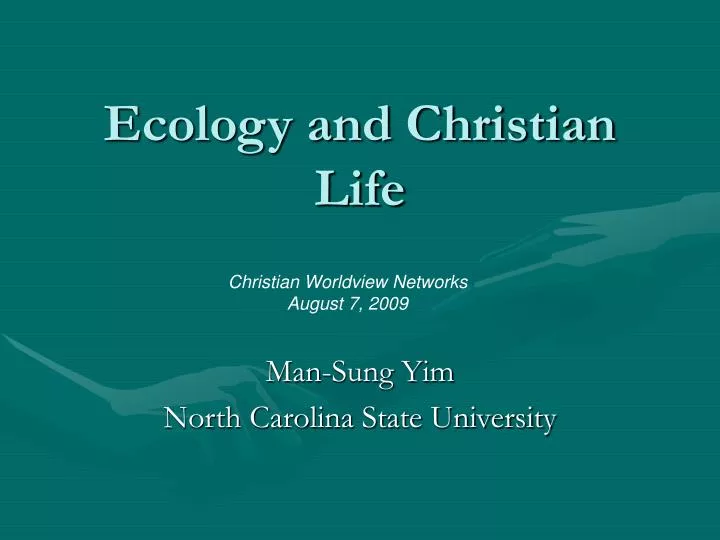 ecology and christian life