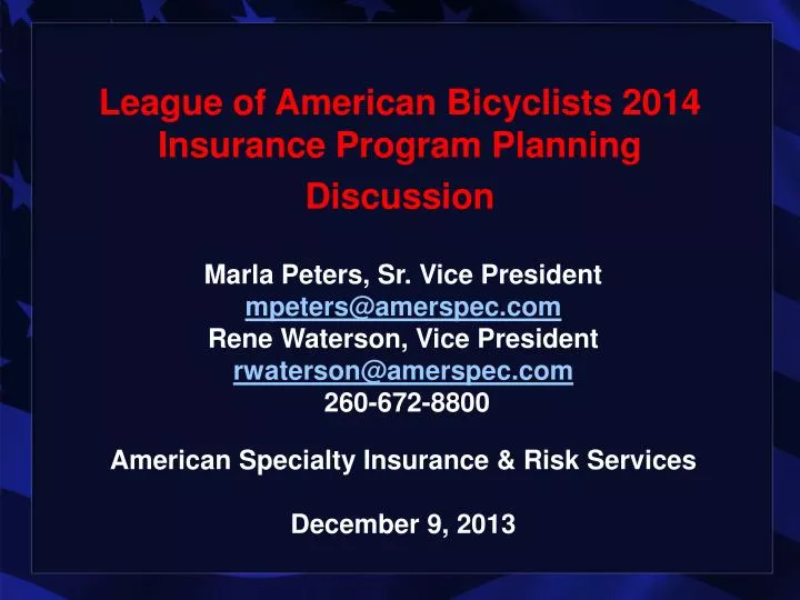 league of american bicyclists 2014 insurance program planning discussion