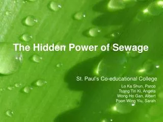The Hidden Power of Sewage